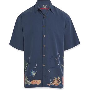 Bamboo Cay Men's Coral Harmony Embroidered Casual Button Down Shirt