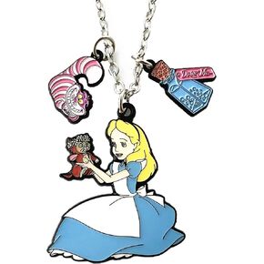 Alice Wonderlnd Necklace Metal Cartoon Cheshire Cat Necklace for Boys Girls and Women