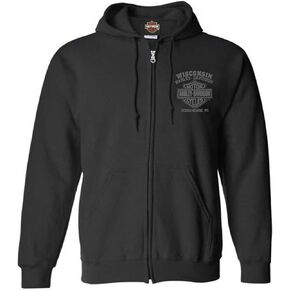 Harley-Davidson Men's Corrosion Willie G Skull Cotton-Blend Zip-Up Hoodie, Black