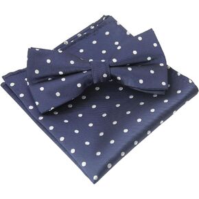 Bow Tie Sets for Men, Plum/Plaid Pre-tied Men's Bow Ties and Pocket Square Sets, Bowtie for Wedding