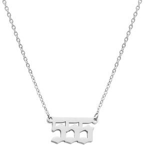 Meibai Stainless Steel Angel Number Necklace 666 222 333 444 777 888 111 555 999 Numerology Necklace for Women Girls