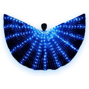LED Isis Wing - Belly Dance Glow Light Up Costume Party Club Wear Angel Wings with Sticks for Women