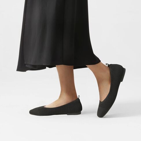 BURUDANI Knit Ballet Flat for Women, Comfortable Square Toe Mesh Flats for Casual Dressy Work Office Shoes in Saudi Arabia