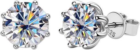 Moissanite Stud Earrings for Women, 1-4ct 18K White Gold Plated Silver Friction Back and Post for Men, D Color VVS1 Lab Created Diamond 8 Prong Earrings in Saudi Arabia