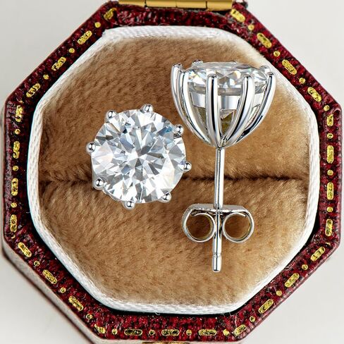 Moissanite Stud Earrings for Women, 1-4ct 18K White Gold Plated Silver Friction Back and Post for Men, D Color VVS1 Lab Created Diamond 8 Prong Earrings in Kuwait