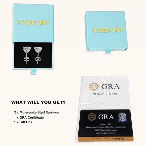 Moissanite Stud Earrings for Women, 1-4ct 18K White Gold Plated Silver Friction Back and Post for Men, D Color VVS1 Lab Created Diamond 8 Prong Earrings in Saudi Arabia
