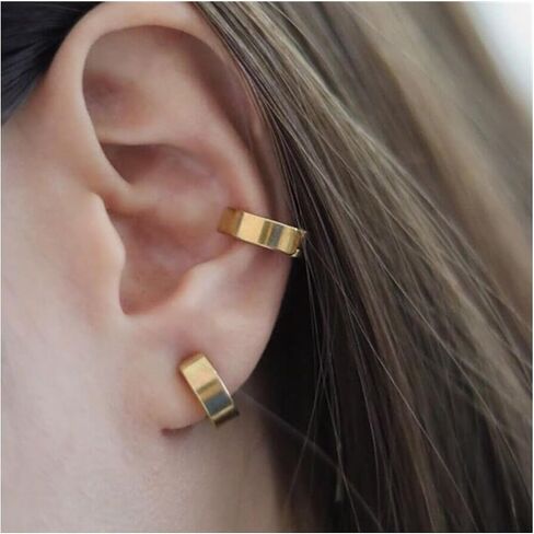 Non-Piercing 1-6 Pairs Stainless Steel Clip On Earrings No pierced Ear Fake Cuff Hoops for Boys Girls Huggie Earrings Set in Saudi Arabia