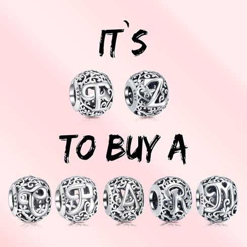 حلية حرف إيزي توكسيدو الأولية من A-Z تعويذة كلمة أبجدية الخرزة لأساور باندورا تناسب سلسلة الأفعى الأوروبية S925 فضة مجوهرات هدايا للنساء الفتيات عيد الميلاد التخرج in Kuwait