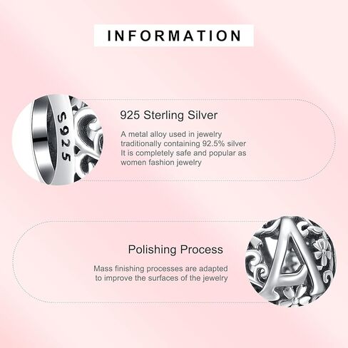 حلية حرف إيزي توكسيدو الأولية من A-Z تعويذة كلمة أبجدية الخرزة لأساور باندورا تناسب سلسلة الأفعى الأوروبية S925 فضة مجوهرات هدايا للنساء الفتيات عيد الميلاد التخرج in Kuwait