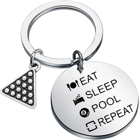 Billiards Gift Pool Player Keychain Eat Sleep Pool Repeat Pool Billiards Player Gift in Saudi Arabia