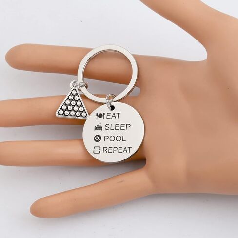 Billiards Gift Pool Player Keychain Eat Sleep Pool Repeat Pool Billiards Player Gift in Saudi Arabia