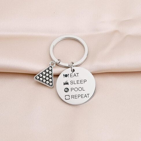 Billiards Gift Pool Player Keychain Eat Sleep Pool Repeat Pool Billiards Player Gift in Saudi Arabia