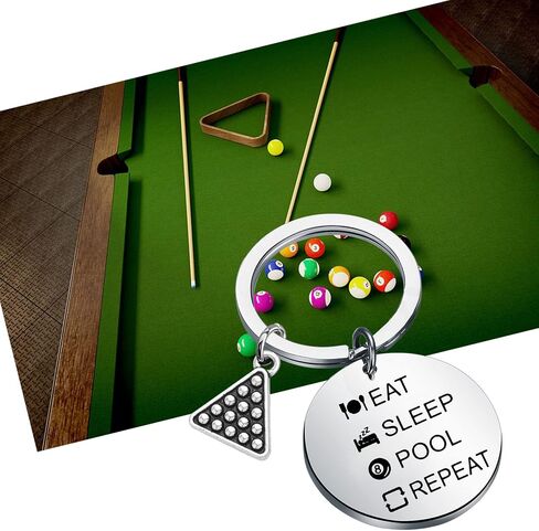 Billiards Gift Pool Player Keychain Eat Sleep Pool Repeat Pool Billiards Player Gift in Saudi Arabia