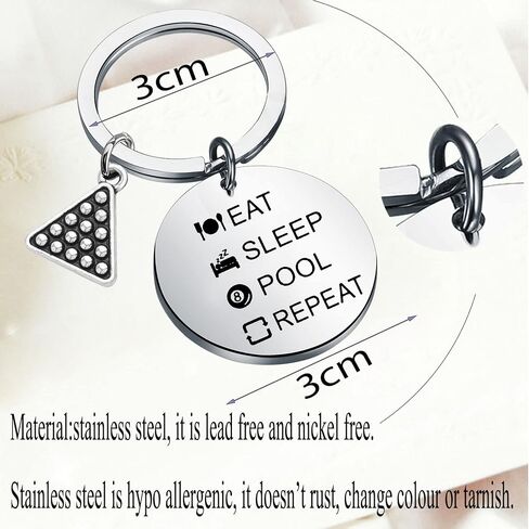 Billiards Gift Pool Player Keychain Eat Sleep Pool Repeat Pool Billiards Player Gift in Saudi Arabia