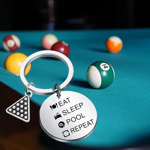 Billiards Gift Pool Player Keychain Eat Sleep Pool Repeat Pool Billiards Player Gift in Saudi Arabia