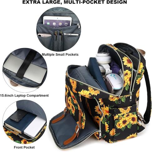 Fuyicat Sunflower Laptop Backpack for Women Men Travel Business Work, Girls Boys School Backpack College Bookbag Fit 15.6 Inch Notebook in Kuwait