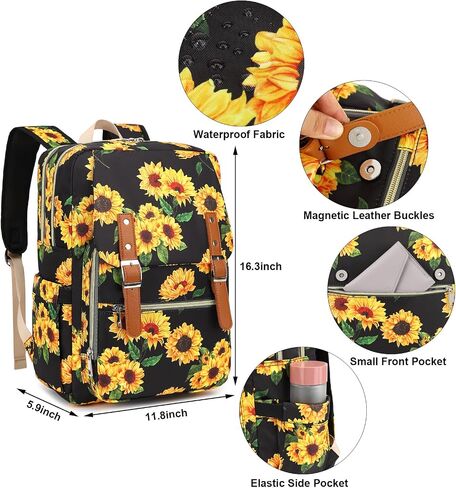 Fuyicat Sunflower Laptop Backpack for Women Men Travel Business Work, Girls Boys School Backpack College Bookbag Fit 15.6 Inch Notebook in Kuwait
