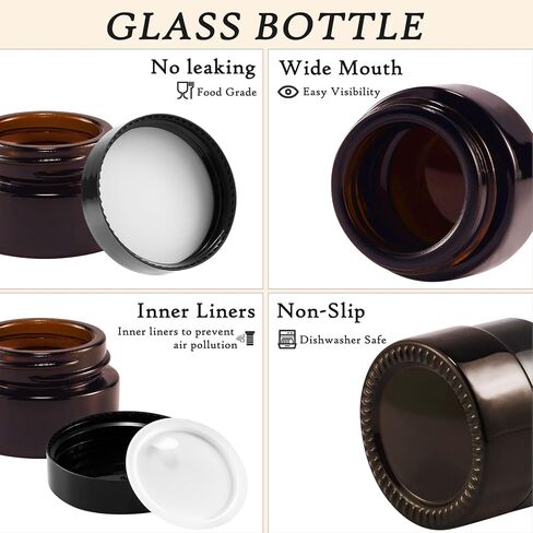 حاويات مرطب شفاه سعة 5 غرام، 9 قطع من برطمانات زجاجية صغيرة كهرمانية للعينات، حاويات مستحضرات تجميل فارغة صغيرة لللوشن والكريم والمكياج والخرز وظلال العيون وحجر الراين وزجاجات السفر والبودرة in Kuwait