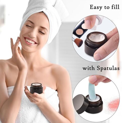 حاويات مرطب شفاه سعة 5 غرام، 9 قطع من برطمانات زجاجية صغيرة كهرمانية للعينات، حاويات مستحضرات تجميل فارغة صغيرة لللوشن والكريم والمكياج والخرز وظلال العيون وحجر الراين وزجاجات السفر والبودرة in Kuwait