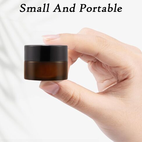 حاويات مرطب شفاه سعة 5 غرام، 9 قطع من برطمانات زجاجية صغيرة كهرمانية للعينات، حاويات مستحضرات تجميل فارغة صغيرة لللوشن والكريم والمكياج والخرز وظلال العيون وحجر الراين وزجاجات السفر والبودرة in Kuwait