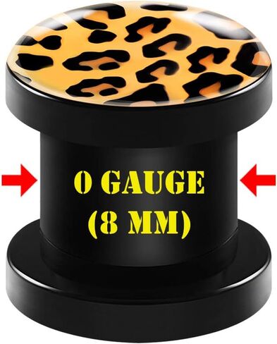 مقاييس كبيرة زوج من الأكريليك الأسود مزدوج متوهج السرج ثقب نقالة ليوبارد شعار الأذن المقابس القرط الفص المسمار نفق in Kuwait