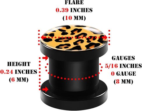 مقاييس كبيرة زوج من الأكريليك الأسود مزدوج متوهج السرج ثقب نقالة ليوبارد شعار الأذن المقابس القرط الفص المسمار نفق in Kuwait