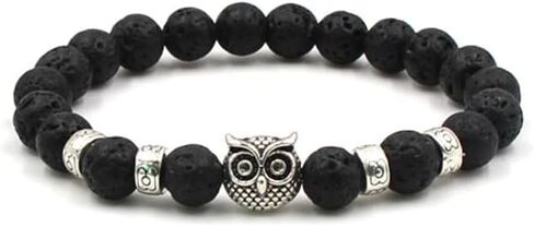 Fuqimanman2020 Natural agate Rock Owl Stretch String Healing Crystal Bracelet Energy Beaded Bracelet Set 8mm Women Girls Gifts in Saudi Arabia