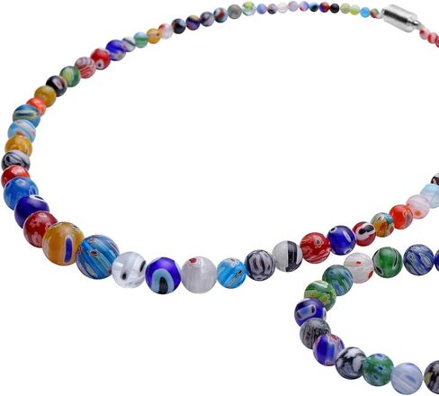 شوب ال سي دليفرنج جوي طقم مجوهرات متعدد الالوان للنساء من الخرز الزجاجي وقلادة وسوار قابل للتمدد واقراط من الستانلس ستيل مقاس 20 انش، هدايا عيد الميلاد، 20، معدن، زجاج مورانو, معدن, زجاج مورانو in Kuwait