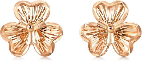 CHOW SANG SANG 18K Rose Gold Pierced Carved Clover Stud Earrings for Women 92075E in Kuwait