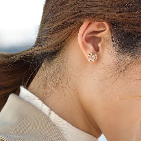 CHOW SANG SANG 18K Rose Gold Pierced Carved Clover Stud Earrings for Women 92075E in Kuwait