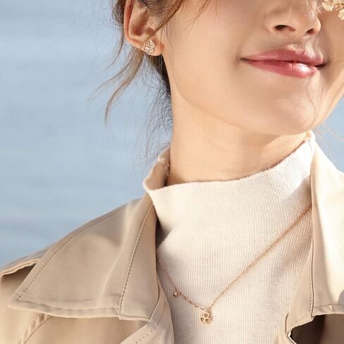 CHOW SANG SANG 18K Rose Gold Pierced Carved Clover Stud Earrings for Women 92075E in Kuwait