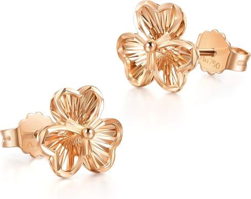 CHOW SANG SANG 18K Rose Gold Pierced Carved Clover Stud Earrings for Women 92075E in Kuwait