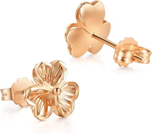 CHOW SANG SANG 18K Rose Gold Pierced Carved Clover Stud Earrings for Women 92075E in Kuwait
