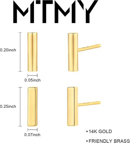 MTMY الذهب مسمار القرط للنساء 2 أزواج من 14K الذهب مطلي هيبوالرجينيك بسيطة صغيرة مسمار القرط مجموعة شريط صغير، دائرة، قلب، مثلث، نجمة، تاج، زهرة أقراط مجوهرات أنيقة هدية in Saudi Arabia