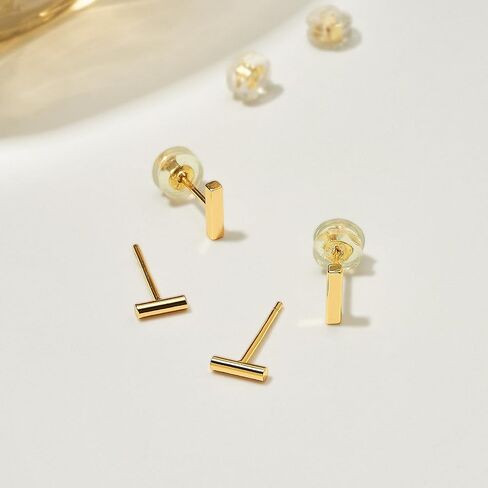 MTMY الذهب مسمار القرط للنساء 2 أزواج من 14K الذهب مطلي هيبوالرجينيك بسيطة صغيرة مسمار القرط مجموعة شريط صغير، دائرة، قلب، مثلث، نجمة، تاج، زهرة أقراط مجوهرات أنيقة هدية in Saudi Arabia