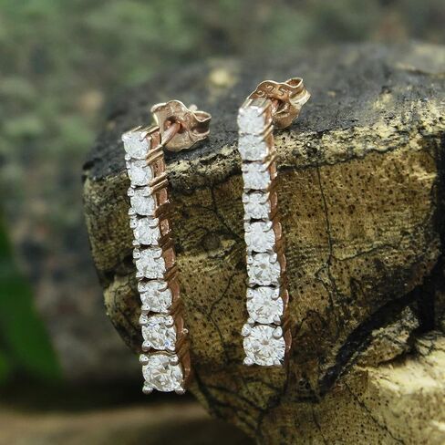 SAVEARTH DIAMONDS 1 قيراط مستدير القطع تم إنشاؤه في مختبر مويسانيتي ألماس خطي متدلي من الذهب عيار 14 قيراط فوق مجوهرات الفضة الاسترليني للنساء (لون G-H، وضوح VVS1، 1 قيراط) in Saudi Arabia