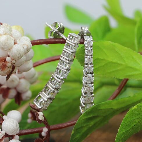 SAVEARTH DIAMONDS 1 قيراط مستدير القطع تم إنشاؤه في مختبر مويسانيتي ألماس خطي متدلي من الذهب عيار 14 قيراط فوق مجوهرات الفضة الاسترليني للنساء (لون G-H، وضوح VVS1، 1 قيراط) in Saudi Arabia