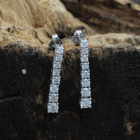SAVEARTH DIAMONDS 1 قيراط مستدير القطع تم إنشاؤه في مختبر مويسانيتي ألماس خطي متدلي من الذهب عيار 14 قيراط فوق مجوهرات الفضة الاسترليني للنساء (لون G-H، وضوح VVS1، 1 قيراط) in Saudi Arabia