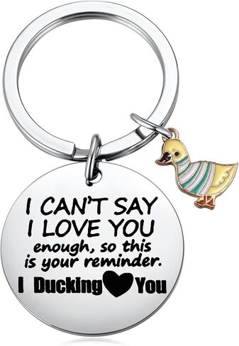 I Ducking Love You Cute Duck Keychain Gift Anniversary Valentines Birthday Christmas Gifts Decorations for Boyfriend Husband Him Her Wife Girlfriend in Kuwait