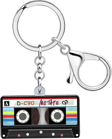 Acrylic Creative 80s 90s Cassette Tape Keychain for Women Girls Music Lovers Keyring Jewelry for Car Purse Keys Charms in Saudi Arabia