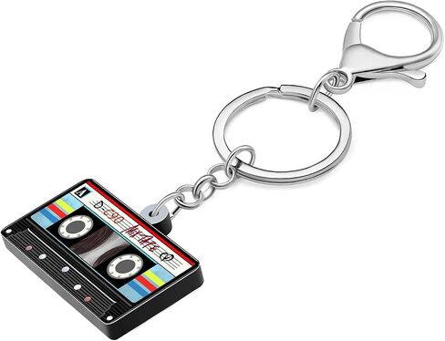 Acrylic Creative 80s 90s Cassette Tape Keychain for Women Girls Music Lovers Keyring Jewelry for Car Purse Keys Charms in Saudi Arabia