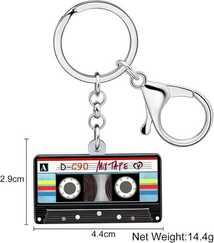 Acrylic Creative 80s 90s Cassette Tape Keychain for Women Girls Music Lovers Keyring Jewelry for Car Purse Keys Charms in Saudi Arabia