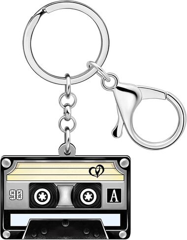 Acrylic Creative 80s 90s Cassette Tape Keychain for Women Girls Music Lovers Keyring Jewelry for Car Purse Keys Charms in Saudi Arabia