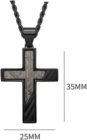 JO WISDOM Black Blue Cross for Men Necklace 316L Stainless Steel Titanium Steel Crucifix Religious Cross Pendant with 24 Inch Pearl Chain 3 MM in Saudi Arabia