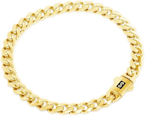 Nuragold 14k الذهب الأصفر 5 مم رويال موناكو ميامي الكوبية ربط سلسلة سوار، رجل إمرأة يتوهم مربع المشبك 7 "7.5" 8 "8.5" 9" in Saudi Arabia