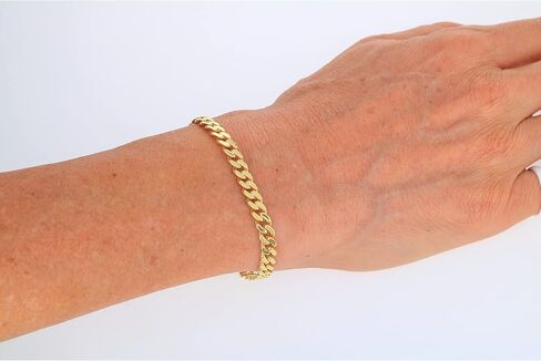 Nuragold 14k الذهب الأصفر 5 مم رويال موناكو ميامي الكوبية ربط سلسلة سوار، رجل إمرأة يتوهم مربع المشبك 7 "7.5" 8 "8.5" 9" in Saudi Arabia