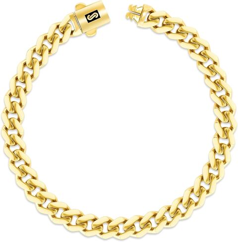 Nuragold 14k الذهب الأصفر 5 مم رويال موناكو ميامي الكوبية ربط سلسلة سوار، رجل إمرأة يتوهم مربع المشبك 7 "7.5" 8 "8.5" 9" in Saudi Arabia