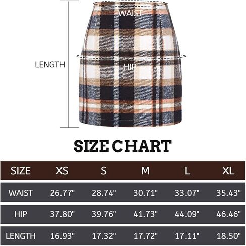 Arssm Women's Plaid Skirt Casual High Waist Bodycon Skirt Pencil Mini Skirt in Kuwait