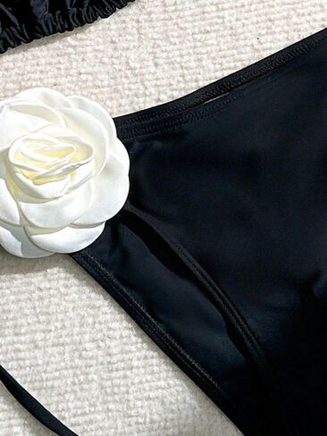 WDIRARA Women's 2 Piece Floral Appliques Swimsuits Halter String Triangle Bikini Set Beach Bathing Suit in Kuwait