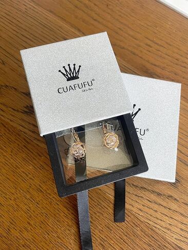 Gold Plated Hollow Style Rose Flower Leverback Earrings with Clear Swarovski Elements Crystal Fashion Jewelry for Women in Kuwait